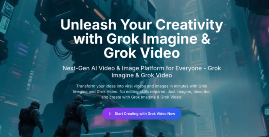 Grok Imagine screenshot and logo